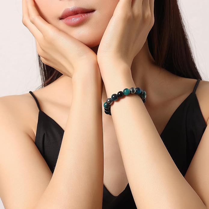 MAIBAOTA Healing Crystal Bracelet for Women Empath Protection & Safe Travel & Anxiety Relief Bracelet - New Beginnings Lucky Charms for Travel/New Job/Next Chapter