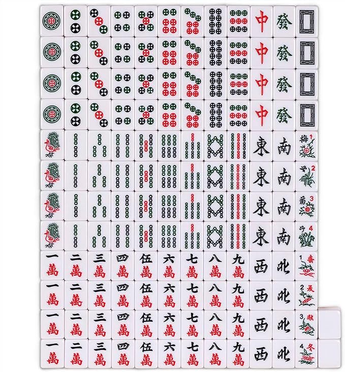 Yellow Mountain Imports Chinese Mahjong Set – Rouge Prestige – 146 Medium Tiles, Professional Set for Chinese-Style Play [中式麻將 專業套裝]