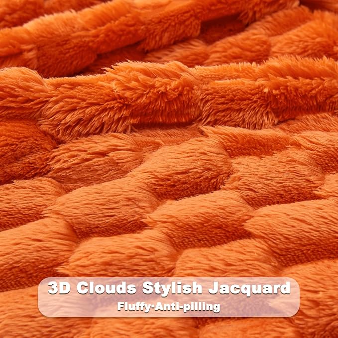 NEWCOSPLAY Fleece Clouds Cozy Throw Blanket for Couch, Orange, 50"x60" | Premium Silky Flannel Blanket, Soft Lightweight Fluffy Throw Blanket for Bed Sofa Decor, Gift for All Season Use