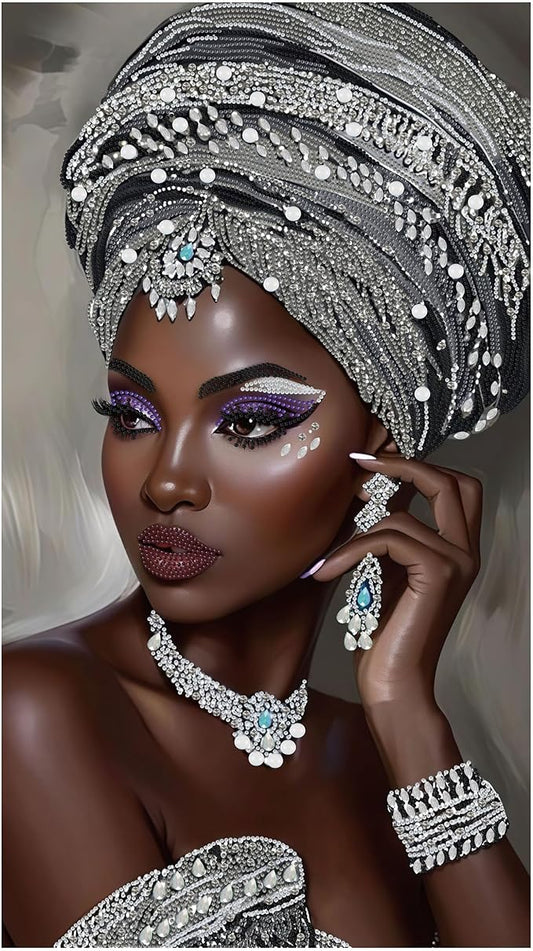 KUFWKEY African Diamond Art Kits for Adults,Partial 5D DIY Diamond Painting kit for Beginners,Special Shaped Diamond Art,Sparkling gem Art,Diamond dots,Mosaic Kits,Home Decor,Large Size 16X28 inch