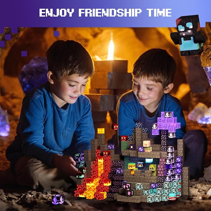 GobiDex 100PCS Magnetic Building Blocks Game-Based Build Magwonder Cave World with Magnet Construction Toys STEM Sensory Gift for Boys Girls Birthday