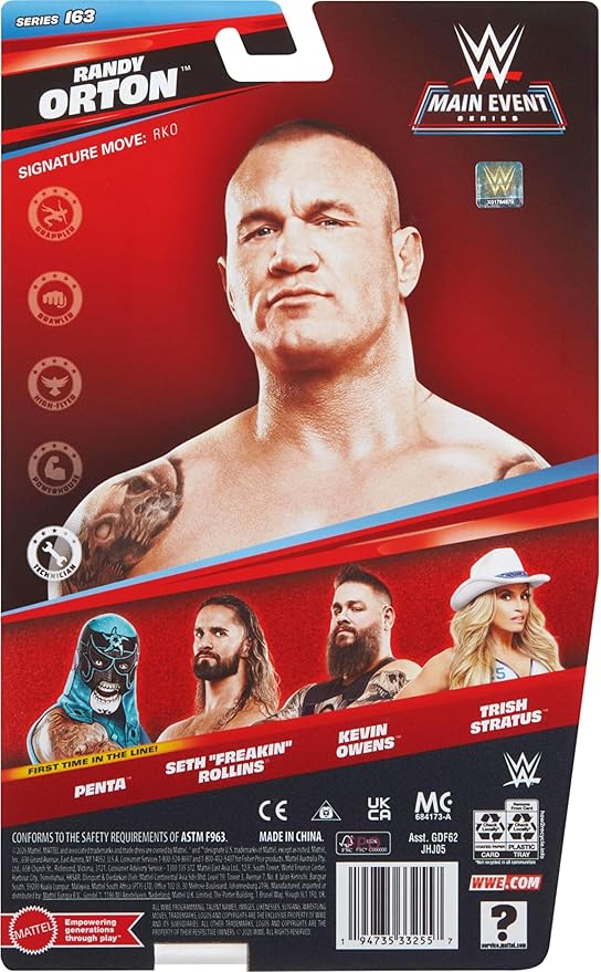 Mattel WWE Randy Orton Action Figure, Main Event Series #163, 6-inch Collectible Superstar with 14 Articulation Points & Life-Like Look