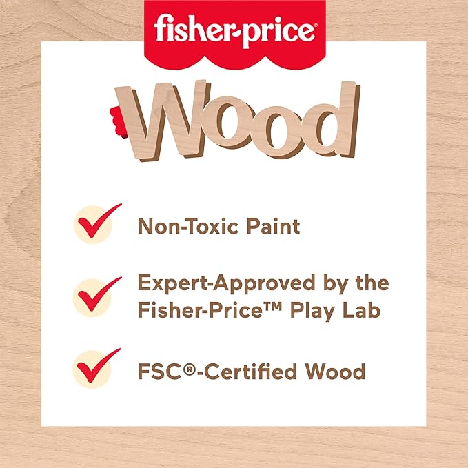Fisher-Price Wood Preschool Toy Lift & Reveal Board, Early Learning Activity for Fine Motor Developmental Play Kids Ages 3+ Years