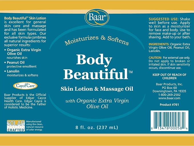 Body Beautiful Massage Oil & Lotion, Moisturizing & Nourishing, 8 Oz