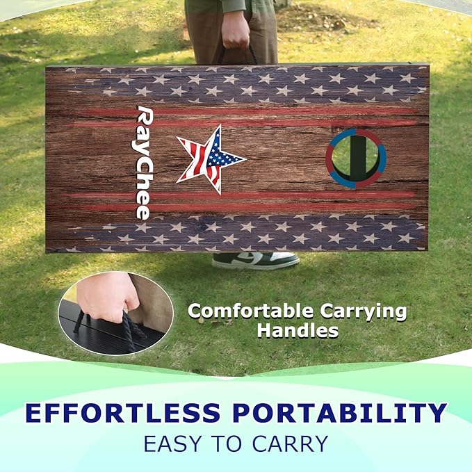 Cornhole Sets, 3'x 2'/ 4'x 2' Vintage Cornhole Game Set, Regulation Size Cornhole Boards, Corn Holes Outdoor Toss Game Competitions, w/ 8 Bean Bags for Adults, Family, Lawn, Beach, Outside Activities