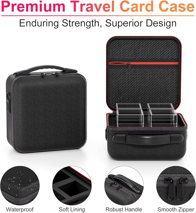 Proijeut Card Deck Box with Portable Case, 4 Pack Clear Commander Deck Box with 4 Dividers, Holds 400+ Double Sleeved Cards, Fit for MTG, YuGiOh, TCG