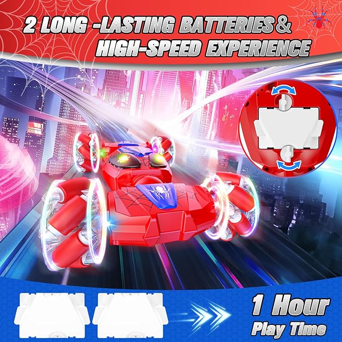 Spider Gesture Sensing RC Stunt Car Toys for Age 6-8-12 Boys & Girls, 4 WD 2.4Ghz Double Sided 360° Rotating Hand Controlled Remote Control Twist Cars, Cool Birthday presents and Ideas Gifts for Kids