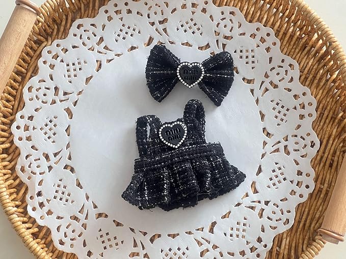 15-17cm Doll Clothes for Labb Rabbit Bunny, Luxury Chic Doll Clothing Bowknot+Dress+Handbag ,Fashionable Elegant Outfit for Dress up, Doll Costume Cosplay Fashion Dresses -Pink