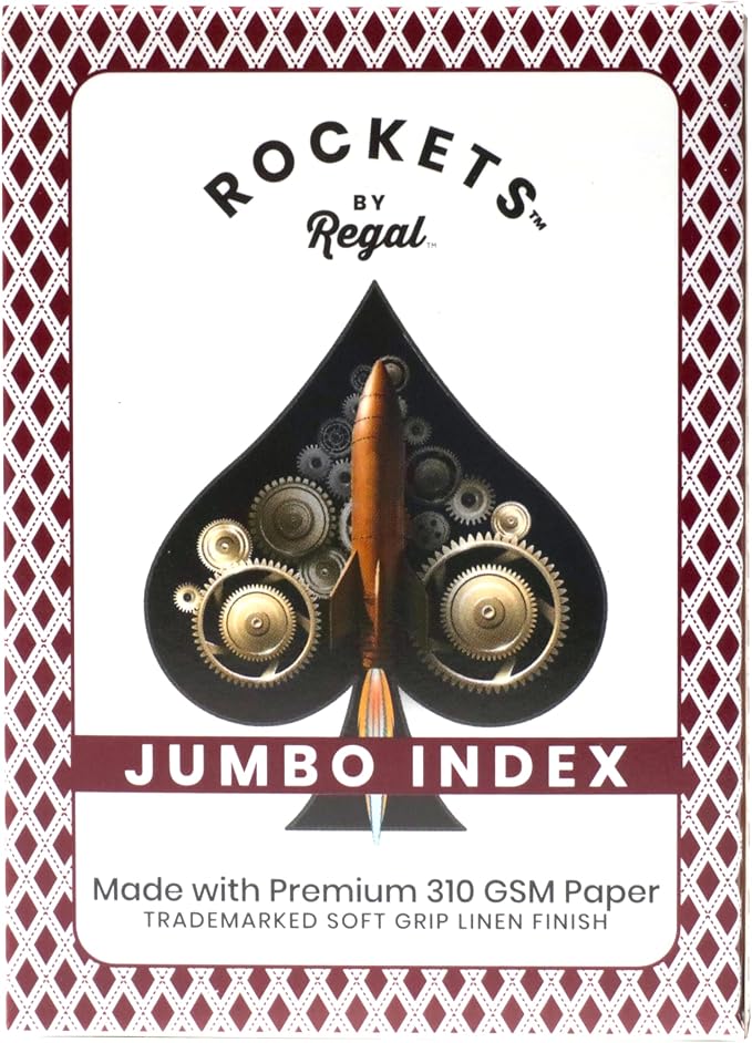 Regal Games Rocket Jumbo Playing Cards 12-Pack - Contains 6 Red & 6 Blue Decks, 310 GSM Paper, 2.5" x 3.5" Plastic Coated Cards with Extra Large Print