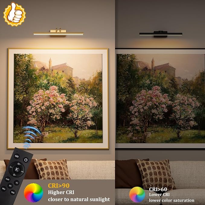 Battery Operated Wall Light, Set of 2, Gold, Remote Control | 13.8'' 4000mAh Cordless,Gold Wall Light, Magnetic for Easy to Charge,Timers, Display for Gallery Living Room Bedroom