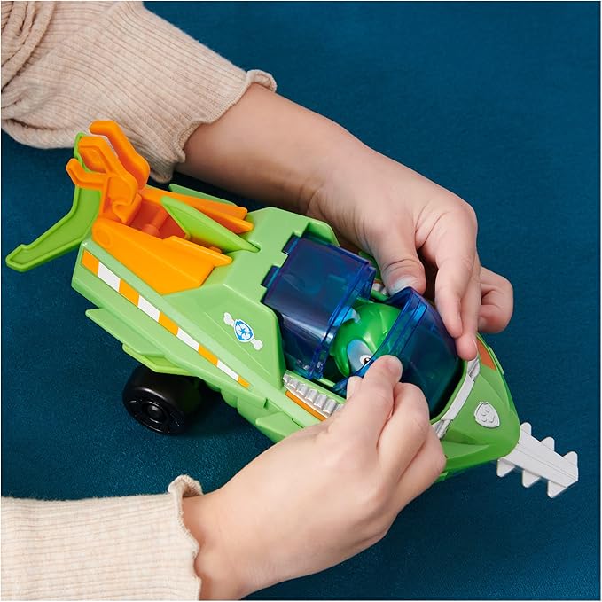 Paw Patrol Aqua Pups Rocky Transforming Sawfish Vehicle with Collectible Action Figure, Kids Toys for Ages 3 and up