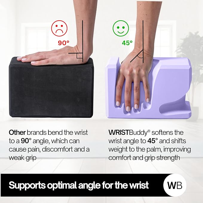 WRISTBuddy® Hand-Shaped Ergonomic Yoga Blocks for Optimal Wrist Support During Yoga, Pilates, Pushups, Planks, and Handstands - Patented Non Slip Blocks for Enhanced Stability and Comfort.