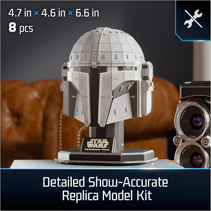 4D Build, Star Wars Mandalorian Helmet 3D Model Kit, Star Wars Collectibles & Desk Decor, Adult Puzzle, Building Toys, 3D Puzzles for Adults & Teens, 88 Pieces, for Ages 12 & Up