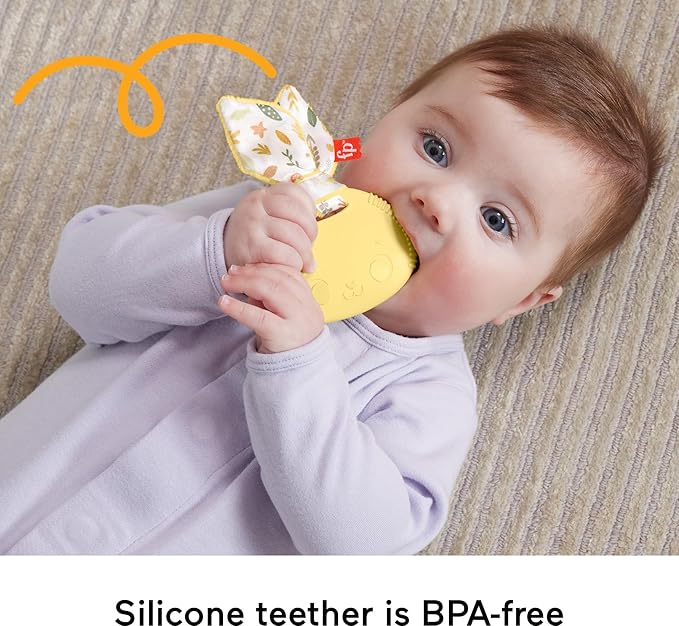 Fisher-Price Baby Toy Snuggle Bunny Teether, BPA-Free Sensory Activity for Developmental Play for Newborns Ages 3+ Months
