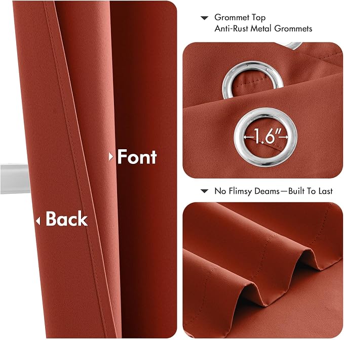 MIULEE Fall Blackout Curtains for Bedroom 2 Panel 40"x45" Long Burnt Orange | Thermal Insulated, Living Room Darkening Grommet Drapes, Noise Reducing, Light Blocking Window Treatments