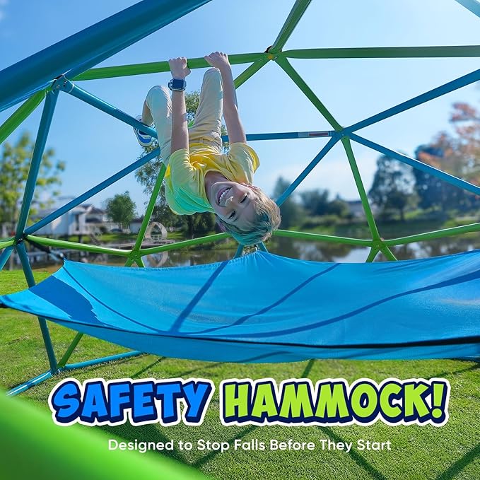Zupapa10FT Climbing Dome with Hammock, Supports up to 1200lbs Kids Jungle Gym, 10FT Dome Climber with Hammock for Kids 3 to 10 Outdoor Play Equipment