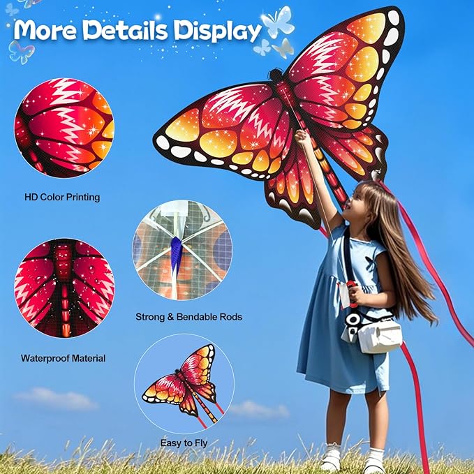 Kite for Kids Ages 4-8 8-12 & Adults, Shark & Dragon & Unicorn & Butterfly Kites Flying Toys, Easy to Fly Big Kite with 328FT String Easter Gift for Boys Girls Beach Park Outdoor Party Activities