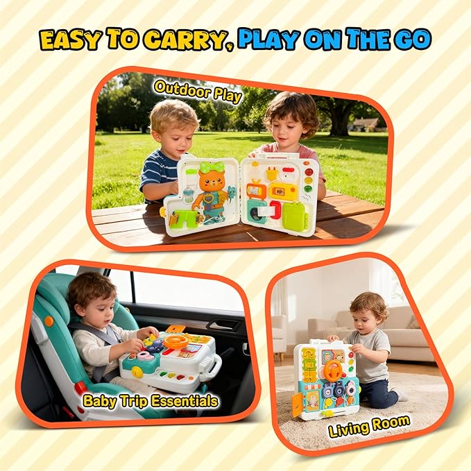 Montessori Busy Board Toys for 1 2 Year Old, Educational Montessori Baby Toys for 12-18 Months, Toddler 1-3 Musical Toys,Birthday Christmas Toys Gifts for 1 2 Year Old Boys Girls