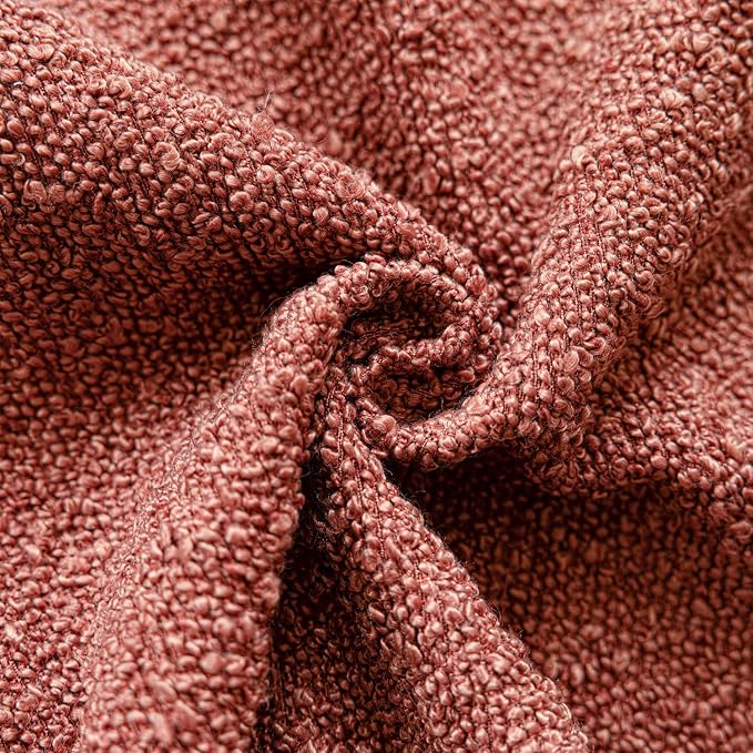 Foindtower Set of 2, Decorative Textured Boucle Throw Pillow Covers Accent Solid Pillow Cases Neutral Cozy Couch Cushion Case for Chair Sofa Bedroom Living Room Home Decor 24x24 Inch Orange Rust Red