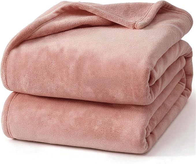 Hansleep Full Dusty Pink Fleece Blanket, Soft Flannel Bed Blanket | Fuzzy Cozy Blanket 84x90 Inches, Multi-use for Bed, Sofa, Couch, Travel, Camping, All Season Warm Lightweight Cover