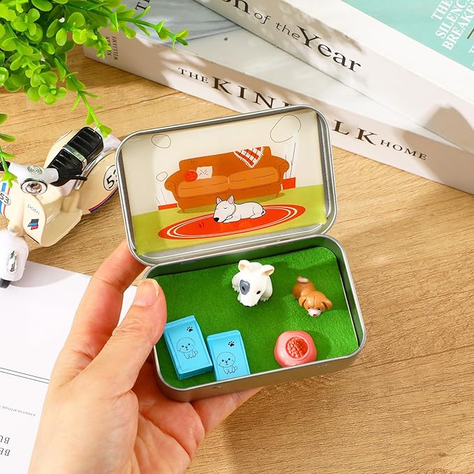 Little Pocket Puppy, Cute Pup in Tin Box, DIY Pet Dog Adoption, Travel Buddy, Gift for Kids, Pet Lovers