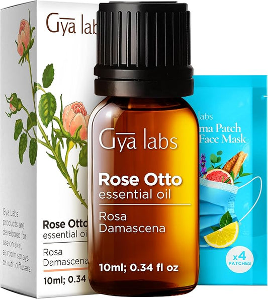 100% Pure Rose Otto Essential Oil - 0.34 Fl Oz - Rose Otto Oil for Hair, Skin, Diffuser, Aromatherapy & DIY Candle Making Scent