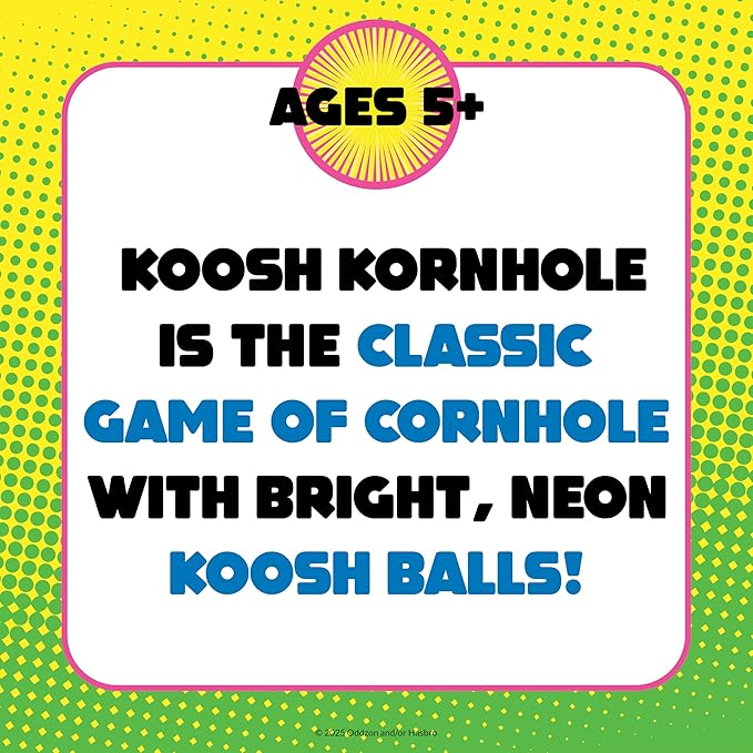 Koosh Kornhole, Cornhole Set for Kids - Outdoor Toys for Boys and Girls, Perfect for Beginners, Preschool Toys, Easy Storage, 1 Kornhole Board, 6 Koosh Balls Included, Ages 5+