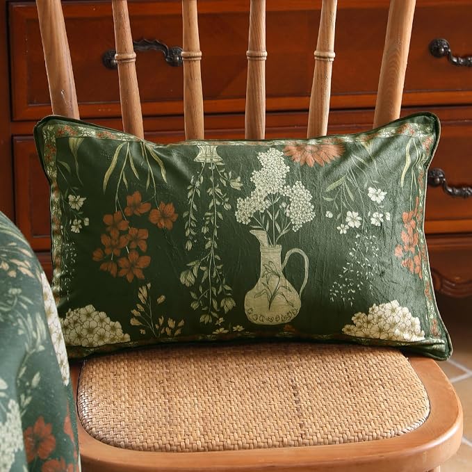 Designer Vintage Velvet Throw Pillow Cover,20"x12"-Nocturne | Pillow Cover,Concealed Zipper Design,Dragonfly Pattern,Sofas,Bedroom,Living Room,Lounge Chairs,All Season Home Decor