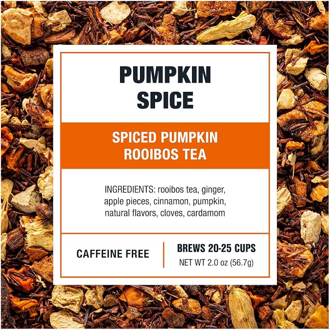 Tiesta Tea - Pumpkin Spice Rooibos Loose Leaf Tea, Premium Caffeine-Free Herbal Infusion, Reseable Pouch, Brew Hot or Iced, Makes up to 25 Cups, 2 Ounce