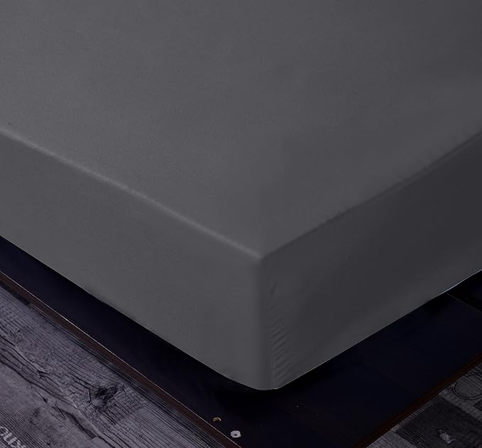 NHNHN Fitted Sheet-Deep Pockets-Soft Microfiber-Easy Care-Shrinkage and Fade Resistant-Fitted Sheets Queen Size for Girl Woman Teens Kids-Only 1 Fitted Sheet (Queen,Dark Grey)