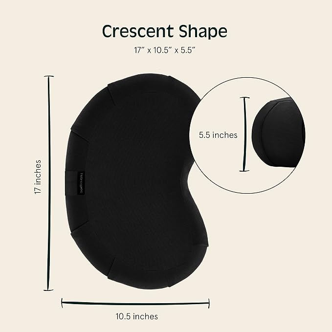 Retrospec Sedona Zafu Meditation Cushion Filled w/Buckwheat Hulls - Yoga Pillow for Meditation Practices - Machine Washable 100% Cotton Cover & Durable Carry Handle, Crescent, Black (Pack of 4)