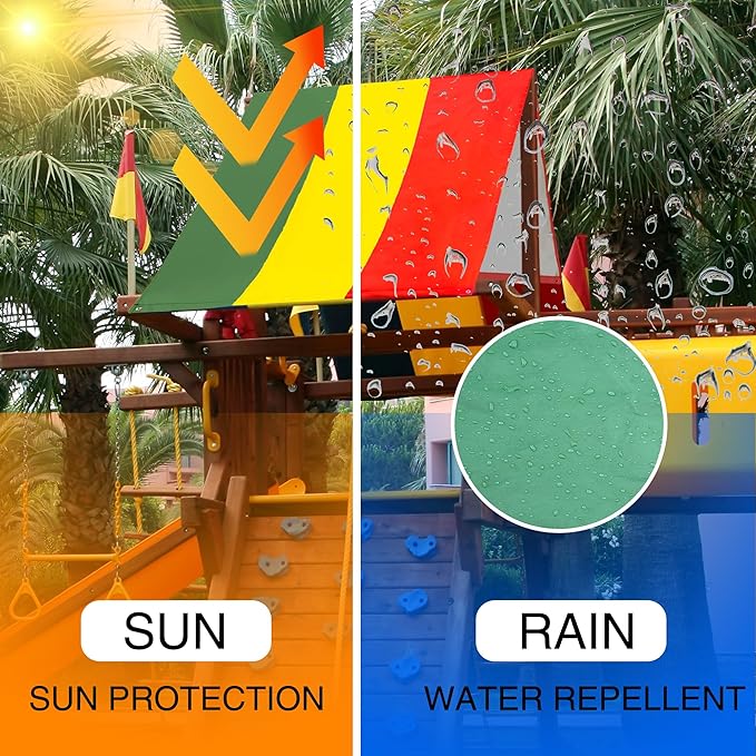 2 Pack Swingset Replacement Tarp Playground Wooden Sunshade Canopy Waterproof UV Protection Cover Playground Roof, 52" x 90" (Color Set 2)