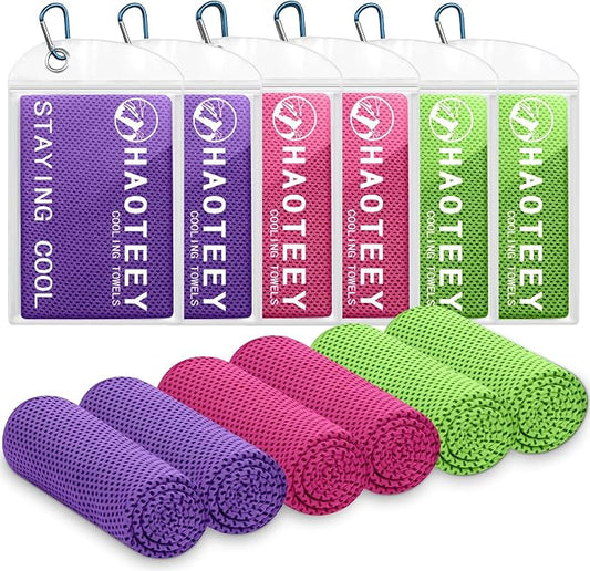40"*12" Cooling Towels 6 PCS, Cool Towels Sports Cooling Rags for Neck and Face, Sweat Neck Cooling Towel for Hot Weather, Chilly Towels for Athletes, Yoga, Gym, Golf