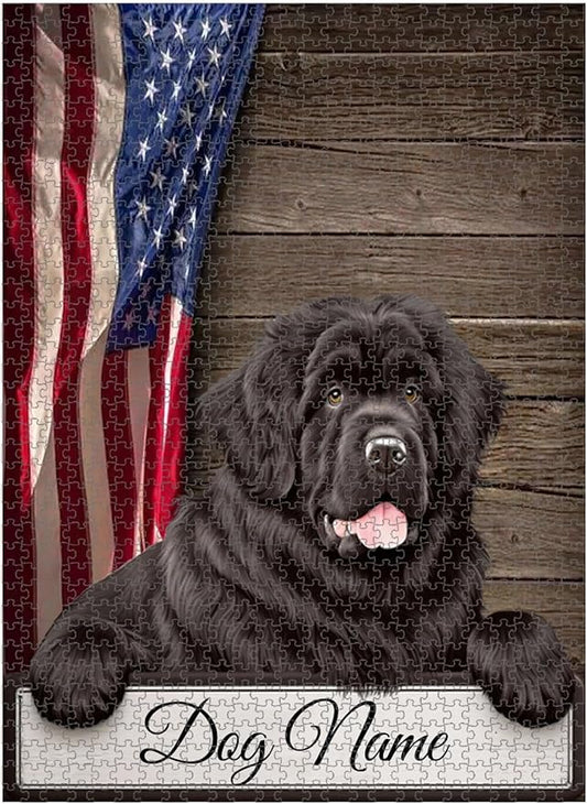 Custom Wooden Jigsaw Puzzles with Your Dog's Name on Newfoundland Art Print - 300 500 1000PCS Puzzles Game and Home Wall Decor