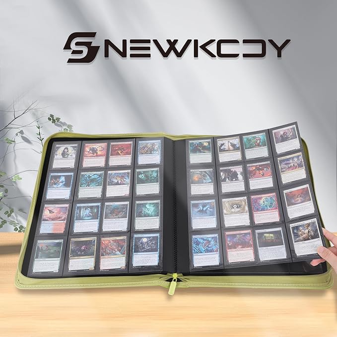 Snekdy premium 1024-pocket trading card binder, 16-pocket cards album, waterproof PU-leather Cover album with side loading, holds gaming, baseball, basketball & sports cards (Cyan)