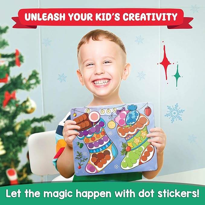 Christmas Special - Dot Stickers for Toddlers, Holiday Theme Dot Art Activity for Kids, DIY Craft Kit, Stocking Stuffers, Christmas Gifts for Boys & Girls Ages 3, 4, 5, 6, 7 Year Old