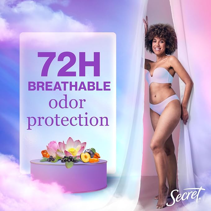 Secret Fresh Antiperspirant Deodorant for Women, 72hr Breathable Sweat & Odor Protection, Instant Freshness & Gentle, PH Balancing Minerals, Invisible Solid, Moonlight Orchid Scent, 2.6 oz,(Pack of 2)