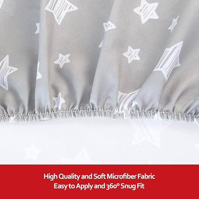 Pack and Play Sheets, 2 Pack Mini Crib Sheets, Stretchy Playard Fitted Sheet, Compatible with Graco Pack n Play, Soft and Breathable Material, Grey & White