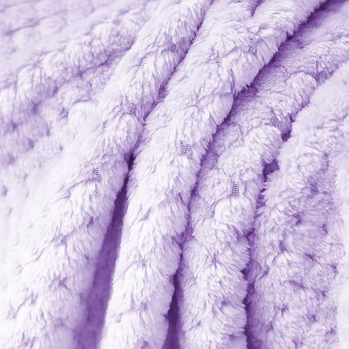 Exclusivo Mezcla Waffle Fleece Throw Blanket for Couch, Light Purple | Lightweight Soft Blanket for Sofa, Bed, Living Room, Plush Fluffy Throw for Home Decor, Travel, All Season, 40x50 Inches