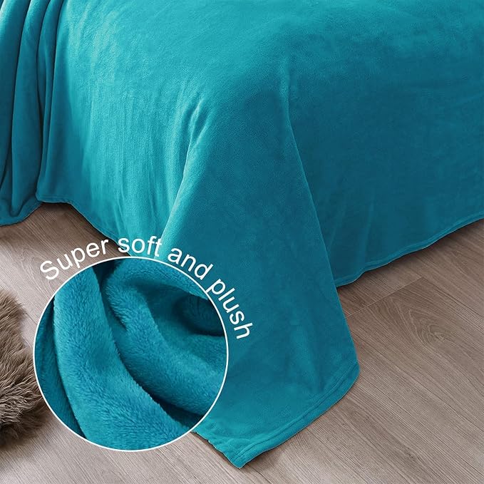 Exclusivo Mezcla Soft Fleece Blanket Twin Size for Bed, Teal | 60x80 Inches, Double-Sided Brushed Flannel, Lightweight Plush Cozy Blanket for Home Decor, All Season, Machine Washable