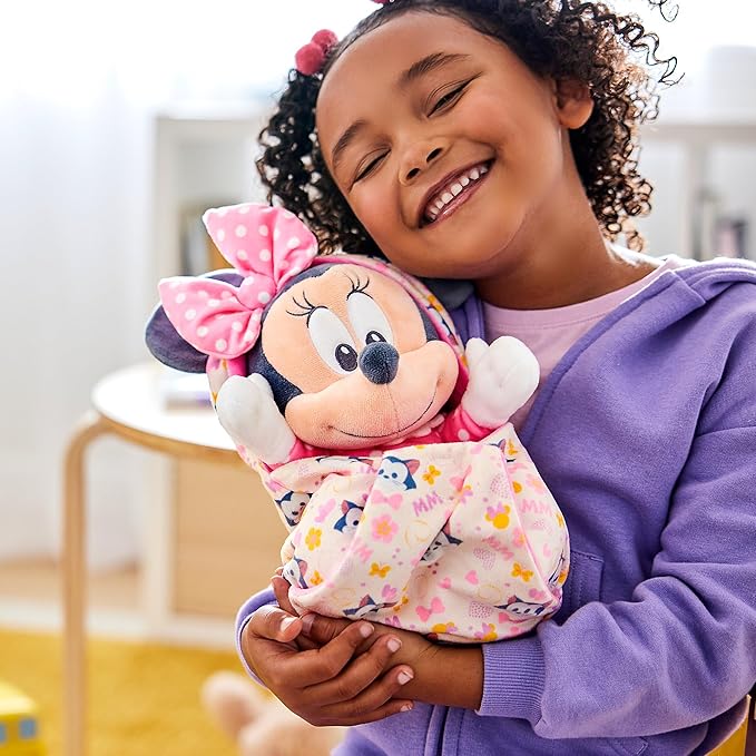 DISNEY STORE Unisex-Children Babies Collection: Minnie Mouse Plush in Swaddle with Detailed Plush Features - Official Soft Toy - Stuffed Animals for Babies - Perfect for Fans & Kids