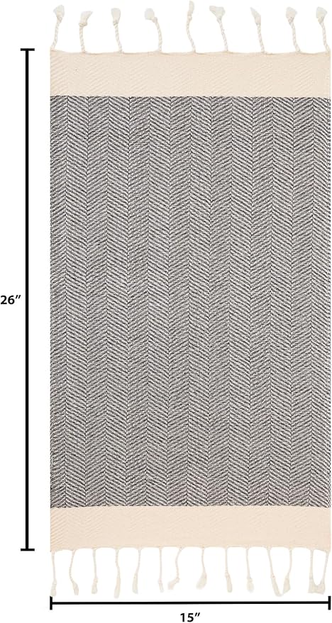 BAY LAUREL Turkish Hand Towel – Pack of 2 | Soft & Absorbent Decorative Towels for Bathroom, Hand, Face, Hair, Gym, Yoga, SPA, Kitchen & Tea | Boho Decor (Latte, Herringbone 15x26 Inches (Set of 2)