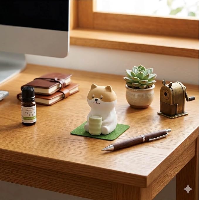 Passive Stone Diffuser, Cute Animal Series Aromatherapy Oil Diffuser for Tabletop Decor (1, Leisurely Shiba)