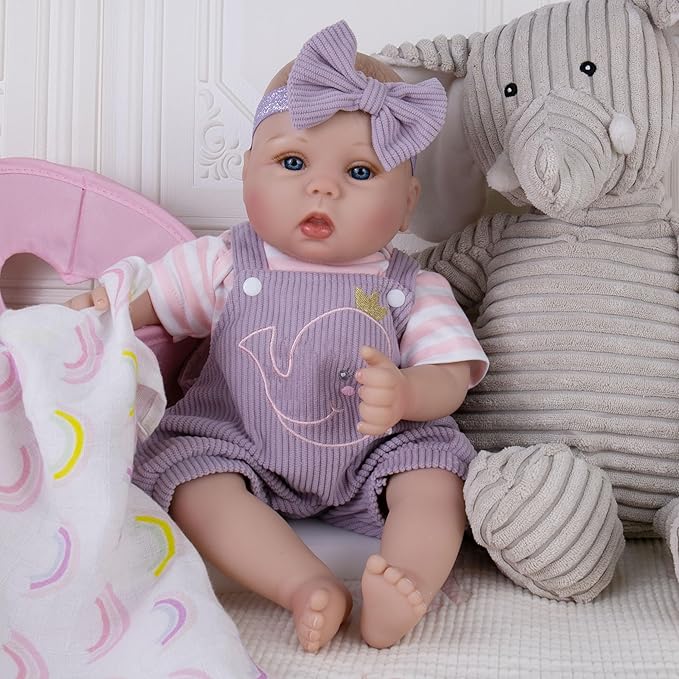 Milidool Lifelike Reborn Baby Dolls Girl-18 inch Realistic Newborn Baby Dolls, Soft Cloth Weighted Body with Feeding Toy, Gift for Kids Ages 3+