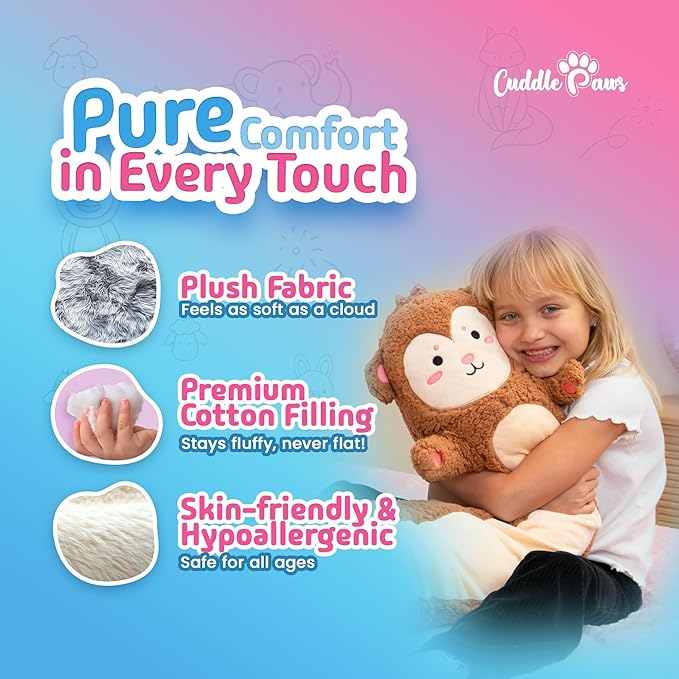 Monkey Plush Body Pillow for Kids | Long Stuffed Animal Cuddle Pillow | Soft Hugging Toy | Plushie Gift for Girls & Boys | Long Plush Body Pillow for Sleep & Comfort | Small, 23 Inches
