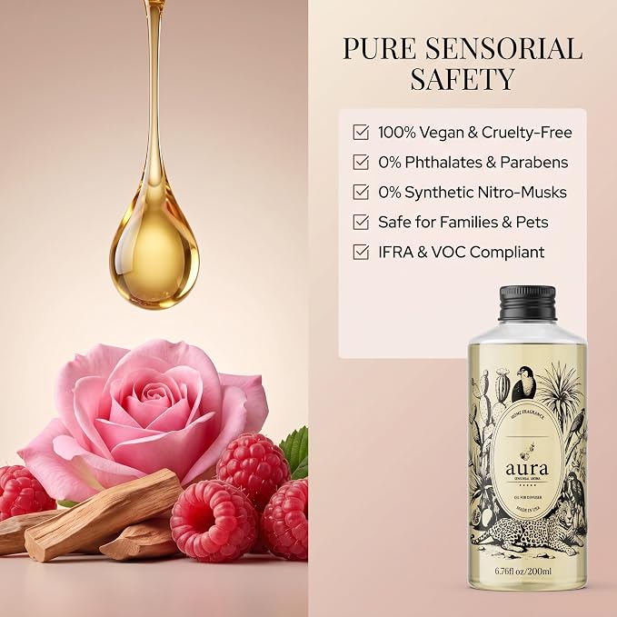 A U R A - Maddalena Fragrance Oil for Waterless Scent Diffuser - Inspired by J. Malone Tudor Rose | 6.7 fl oz / 200 ml Essential Oil Blend for Aromatherapy & Hotel Collection Diffuser