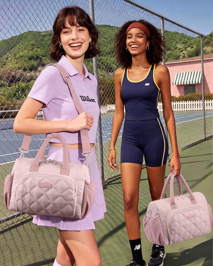 LOVEVOOK Gym Bag for Women with Shoe Compartment,Workout Bag with Large Tumbler Holder Pocket,Carry on Bag for Workout Dance Pilates Ballet Swimming Travel，Pink