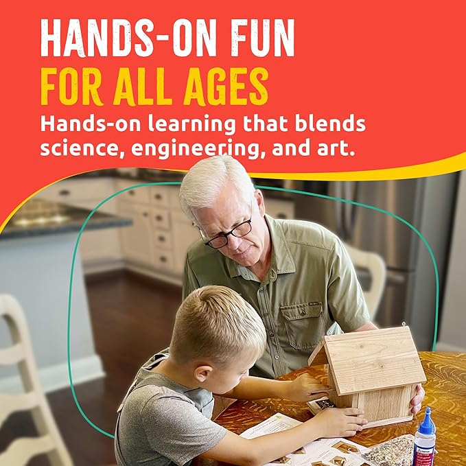 Jr Bird House Kit, DIY Cedar Wood Birdhouse for Outdoors with Paint, Fun for Kids & Adults, Bird House Making Kit for All Ages (1-Pack)