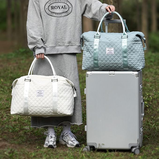 Travel Duffel Bag, Carry On Overnight Weekender Bags for Women | Travel Bag with Wet Pocket & Trolley Sleeve, For Spirit Airlines 18x14x8 Personal Item Bag