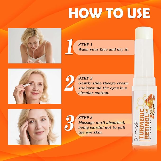 Turmeric Retinol Eye Stick,Lumibalm for Under Eyes Bags,Eye Balm Moisturizes Hydrating for Dark Circle,Wrinkles,Visible Results in 3-4 Weeks,Anti Aging Retinol Cream Reduces Fine Lines